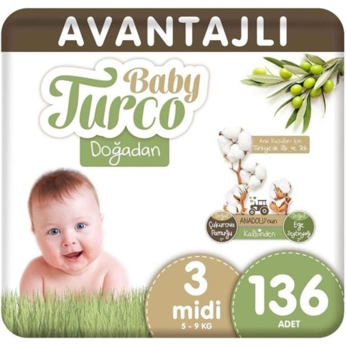 Baby Turco Doğadan 3 Numara Midi 136'lı Bebek Bezi