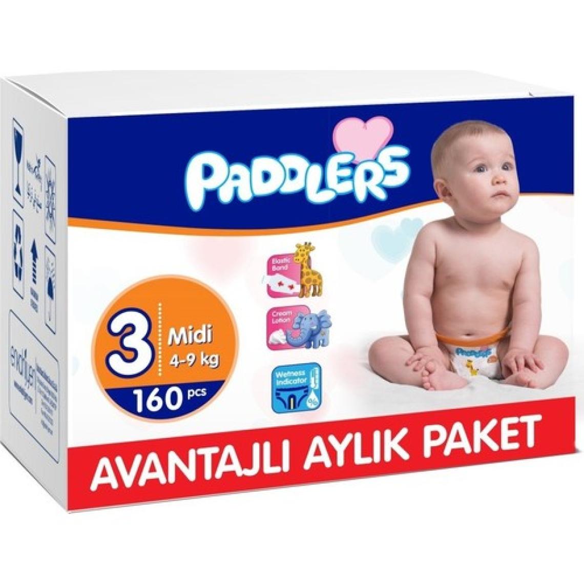 Paddlers 3 Numara Midi 160 Adet Aylık Paket Bebek Bezi
