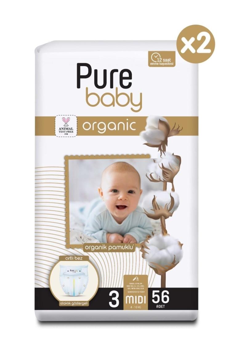 Pure Baby 3 Numara Midi 112'li Bebek Bezi