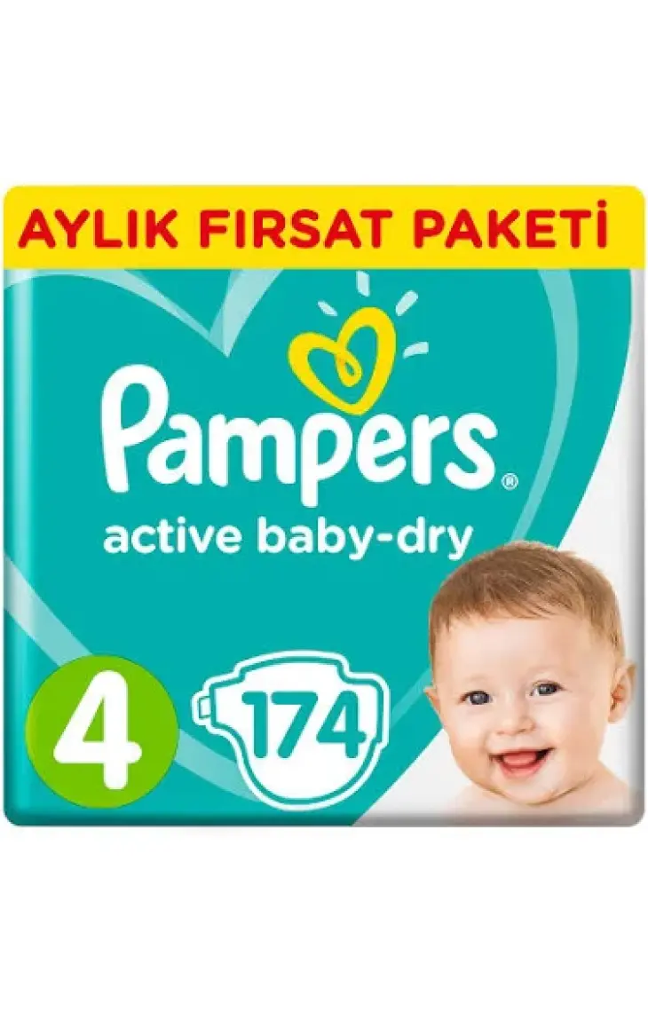 Prima Bebek Bezi Aktif Bebek 4 Beden Maxi Aylık Fırsat Paketi Paket 174 Adet