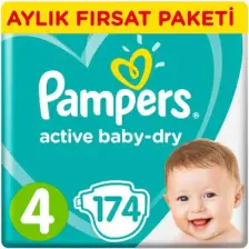 Prima Bebek Bezi Aktif Bebek 4 Beden Maxi Aylık Fırsat Paketi Paket 174 Adet