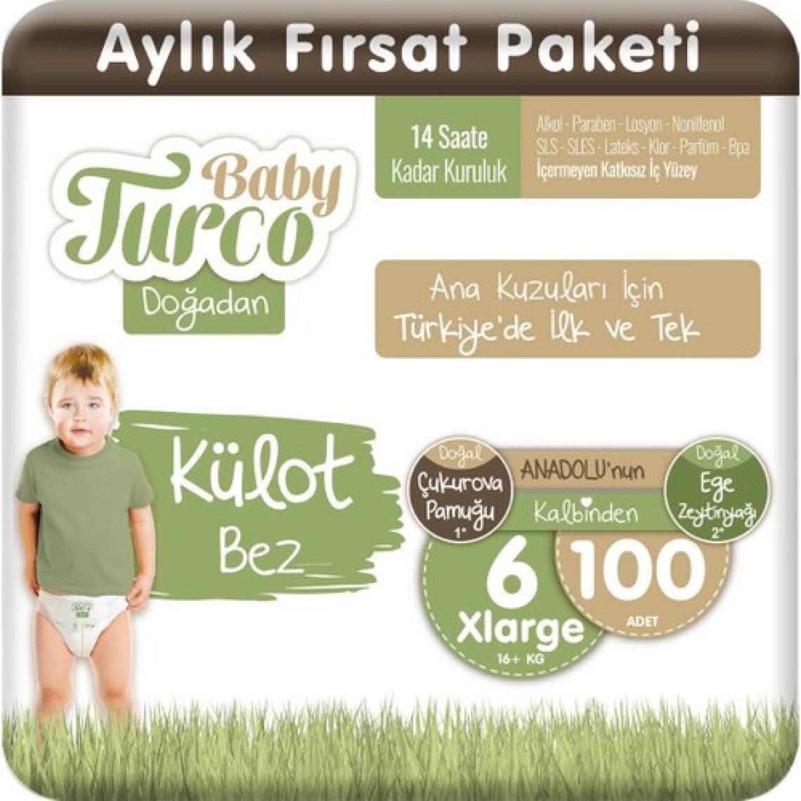 Baby Turco Doğadan 6 Numara XLarge 100'lü Külot Bez