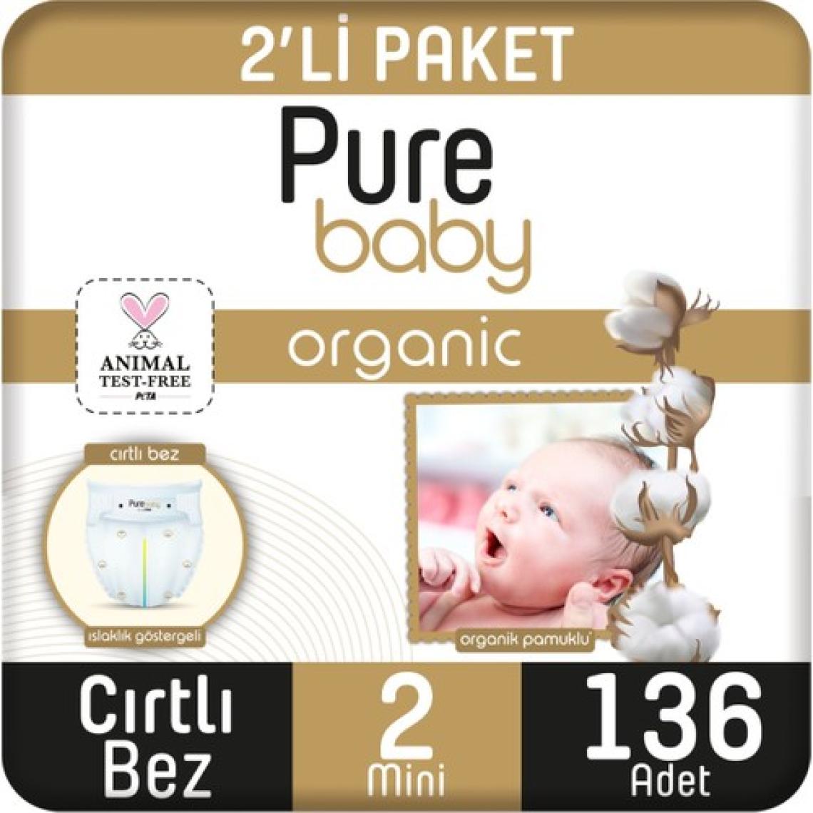 Pure Baby 2 Numara Mini 136'lı Bebek Bezi