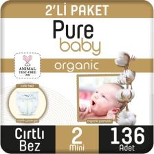 Pure Baby 2 Numara Mini 136'lı Bebek Bezi