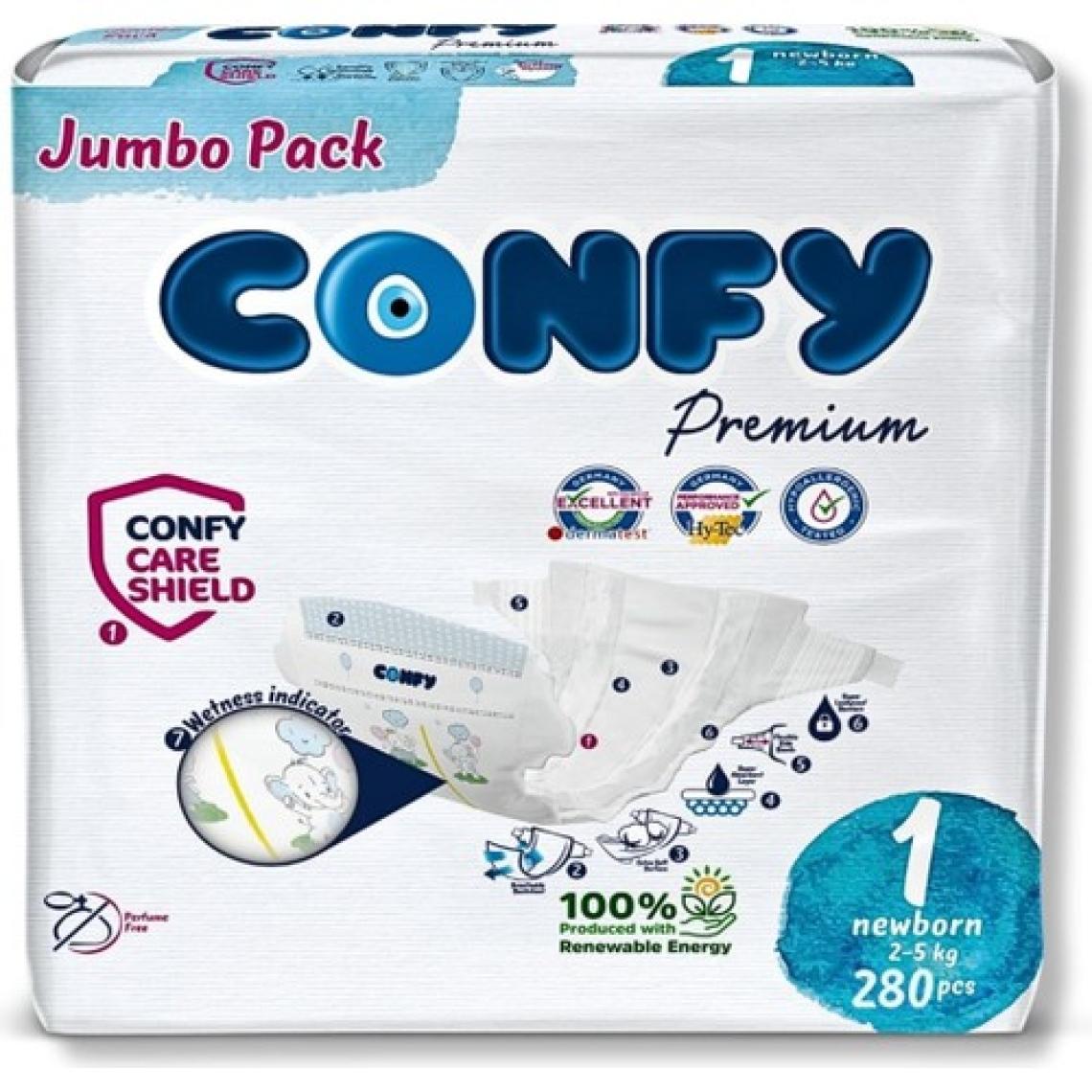 Confy Premium 1 Numara Bebek Bezi Yenidoğan 2 - 5 kg 280 Adet