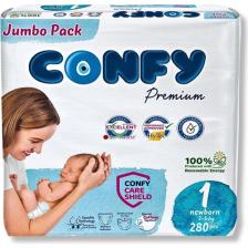 Confy Premium 1 Numara Bebek Bezi Yenidoğan 2 - 5 kg 280 Adet