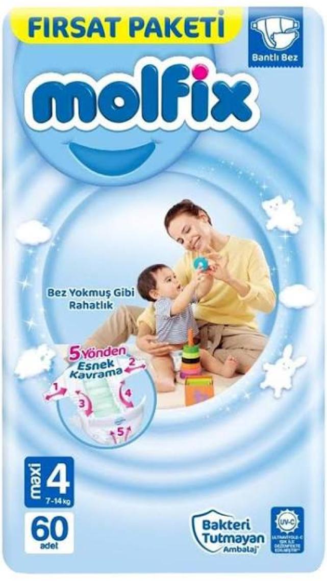 Molfix Bebek Bezi 4 Beden Maxi 7-14 Kg 60lı Fırsat Paketi