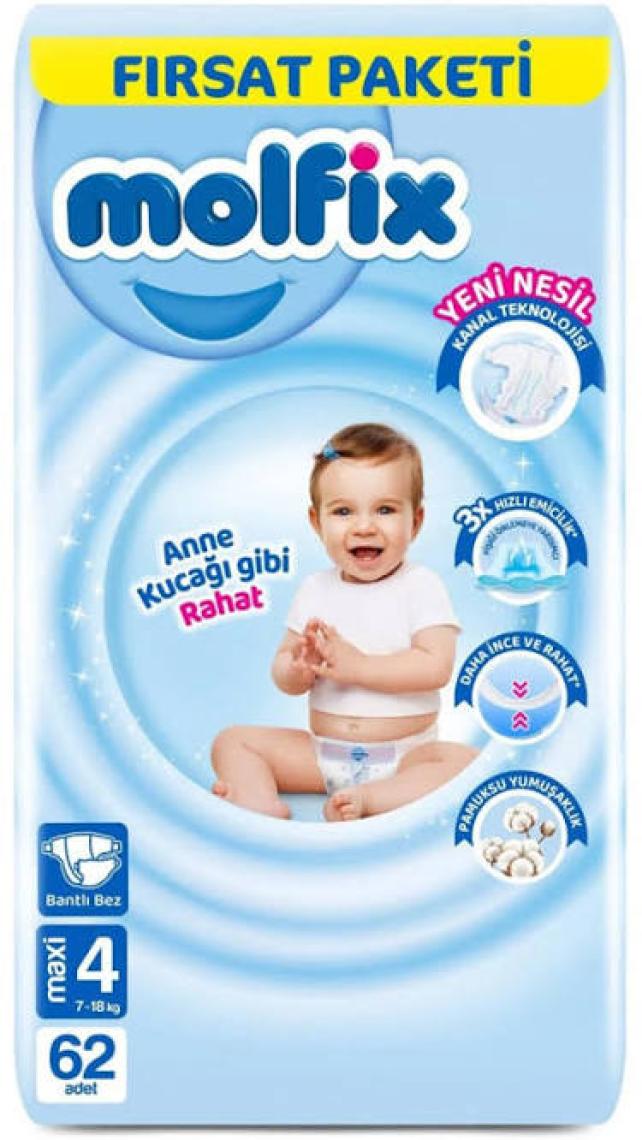 Molfix Bebek Bezi 4 Beden Maxi 7-14 Kg 60lı Fırsat Paketi