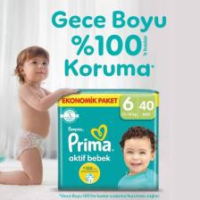 Prima Bebek Bezi Aktif Bebek 6 Beden 40 Adet Ekstra Large Fırsat Paketi