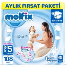 Molfix Bebek Bezi 5+ Beden Junior Plus Aylık Fırsat Paketi 108 Adet