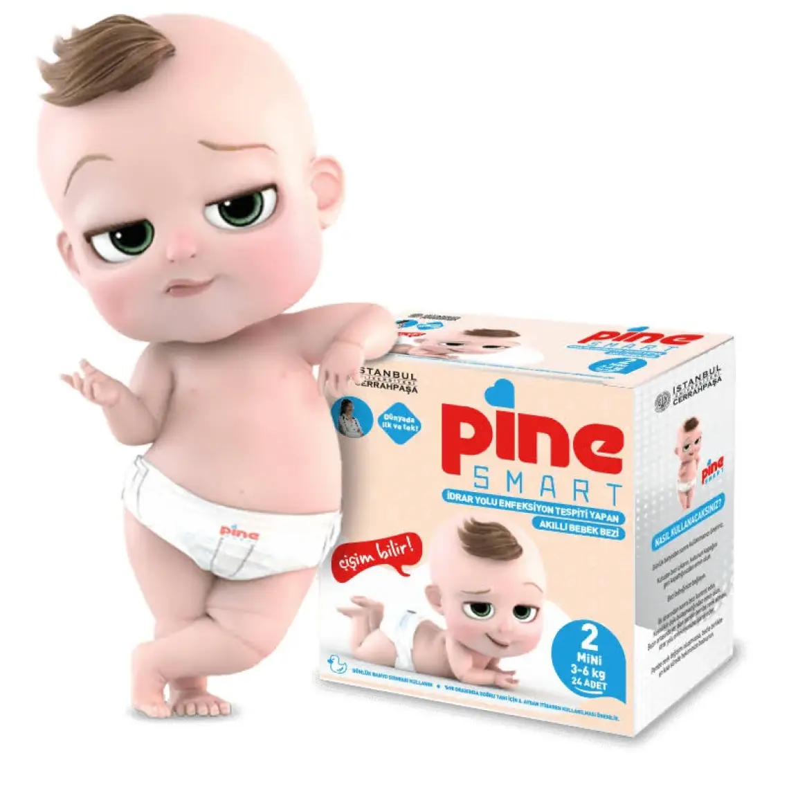 Pine Smart Akıllı Bebek Bezi 2 No Mini 3-6 kg 24'lü