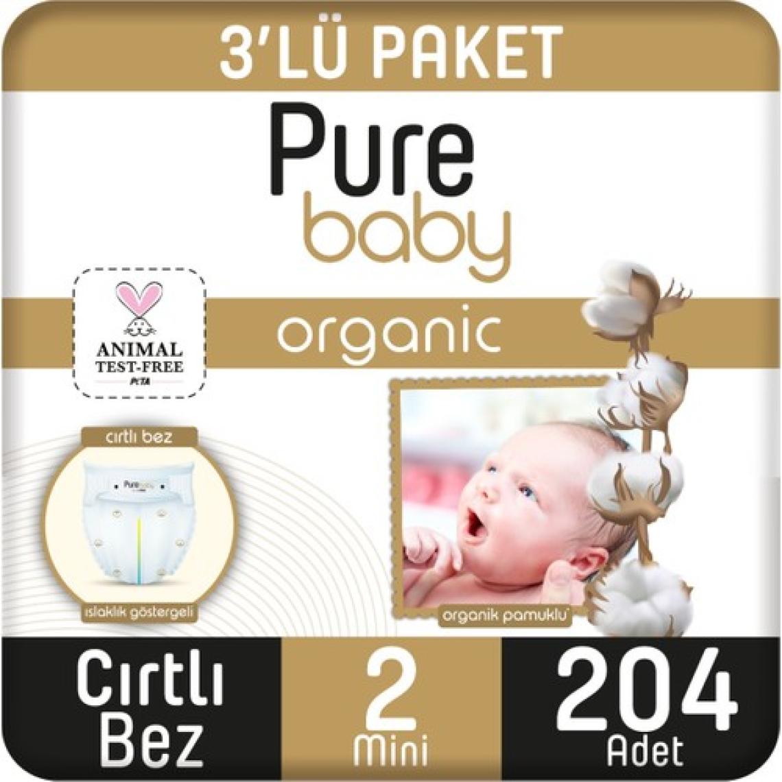 Pure Baby 2 Numara Mini 204'lü Bebek Bezi