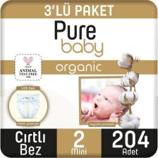 Pure Baby 2 Numara Mini 204'lü Bebek Bezi