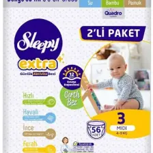 Sleepy Extra Günlük Aktivite Ekonomik Paket Bebek Bezi 3 Numara Midi 56'lı