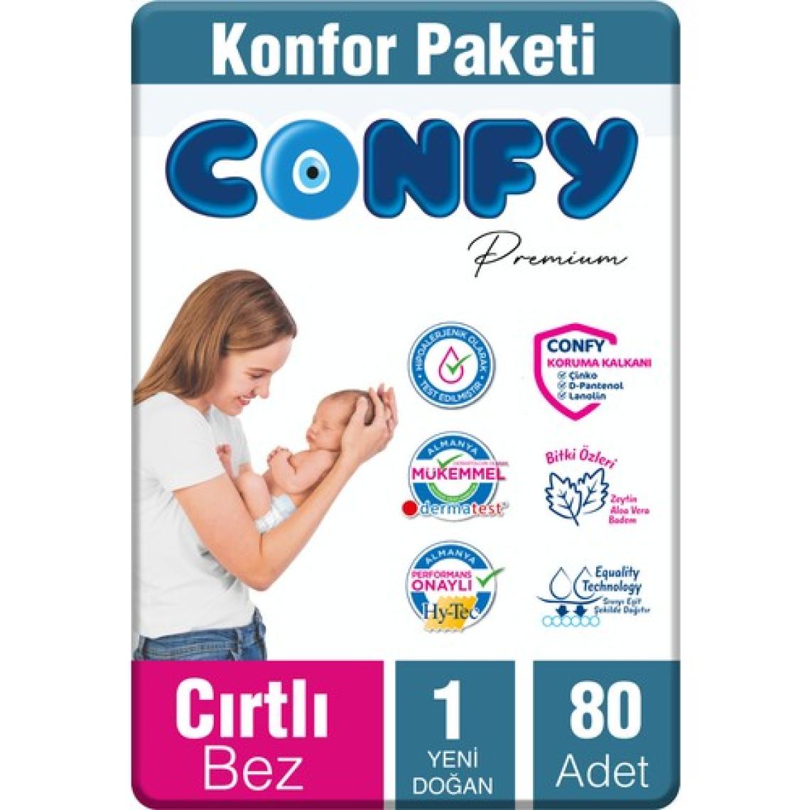 Confy Premium 1 Numara Yenidoğan 80'li Bebek Bezi