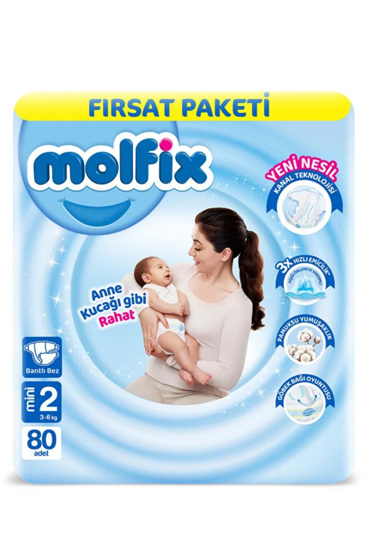 Molfix Bebek Bezi 2 Beden Mini 3-6 Kg 80li Fırsat Paketi