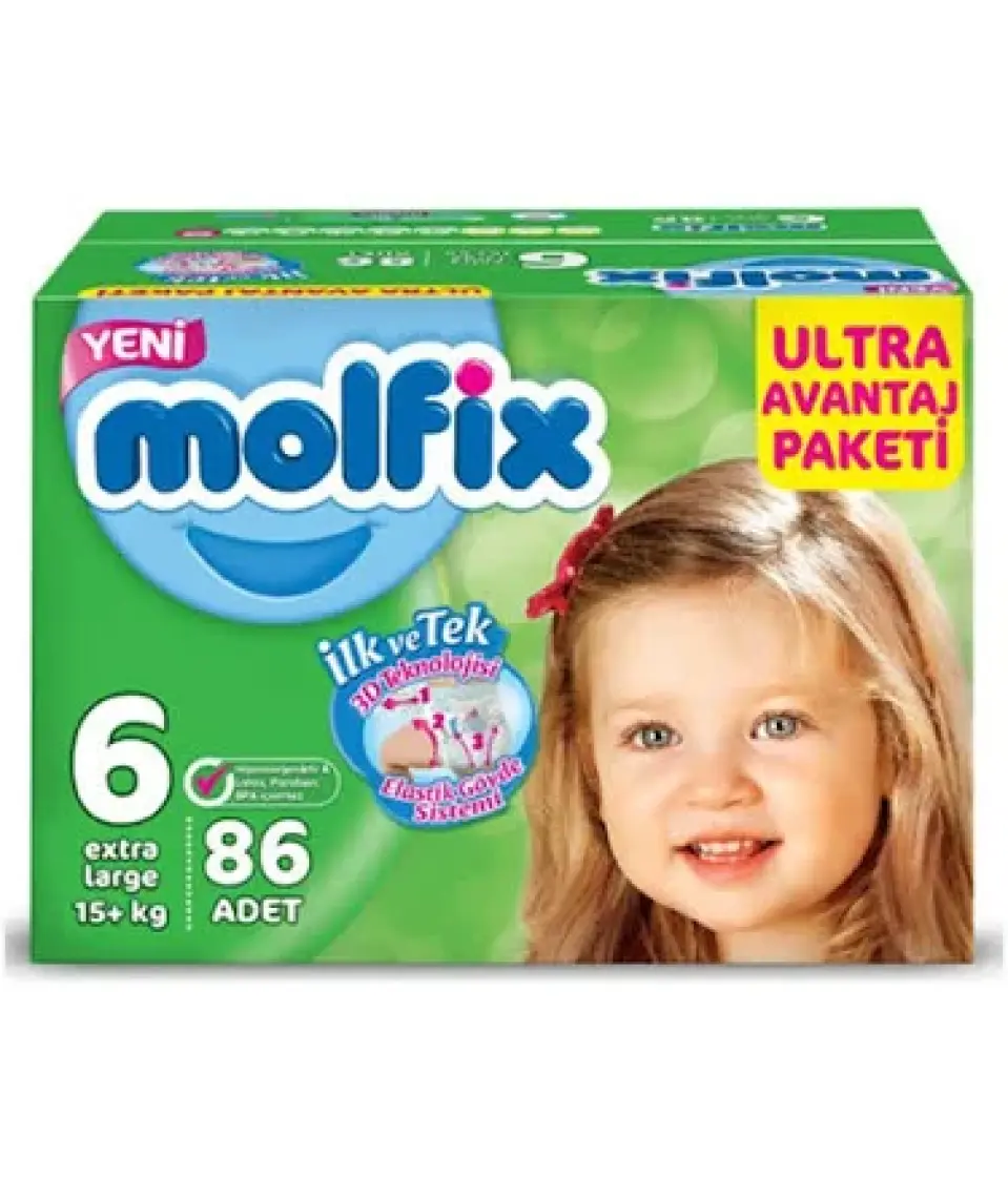Molfix Bebek Bezi 6 Beden Extra Large Ultra Avantaj Paketi 86 adet