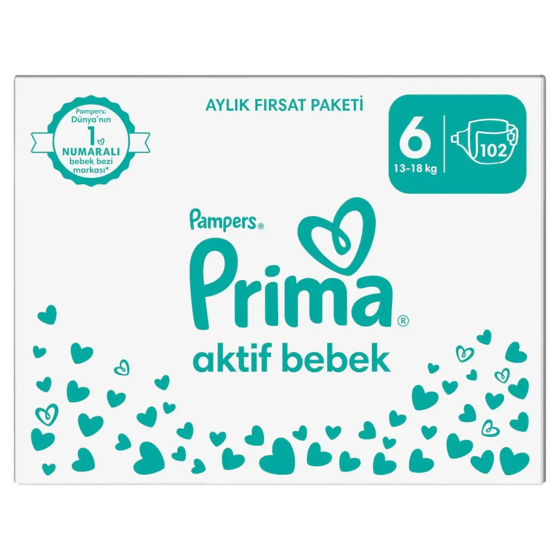 Prima Aktif Bebek, Bebek Bezi 6 Numara, 102 adet