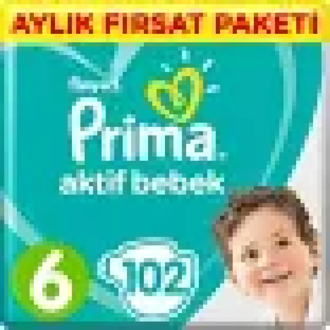 Prima Aktif Bebek, Bebek Bezi 6 Numara, 102 adet