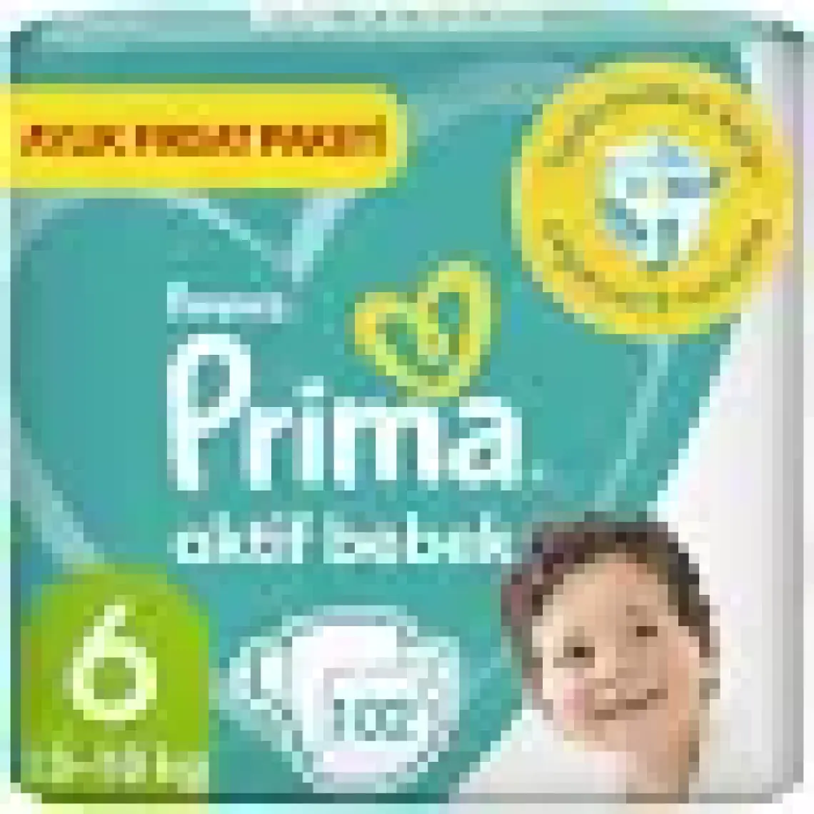 Prima Aktif Bebek, Bebek Bezi 6 Numara, 102 adet