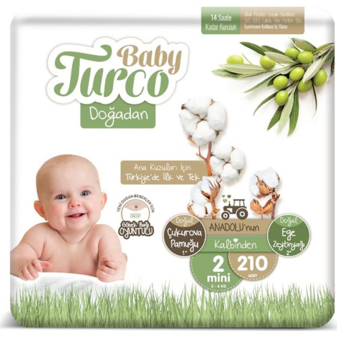 Baby Turco Doğadan 2 Numara Mini 210'lu Bebek Bezi
