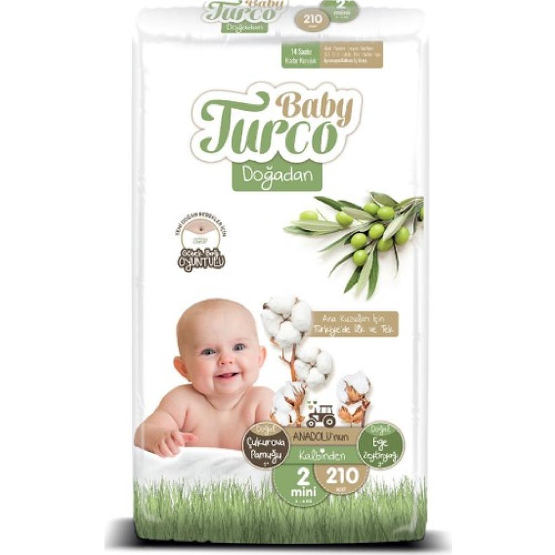 Baby Turco Doğadan 2 Numara Mini 210'lu Bebek Bezi