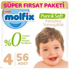Molfix Pure&Soft 4 Numara Maxi 56 Adet Süper Fırsat Paketi Bebek Bezi