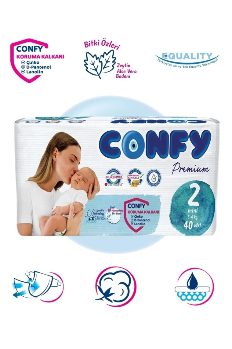 Confy Premium 2 Numara Mini 40'lı Bebek Bezi