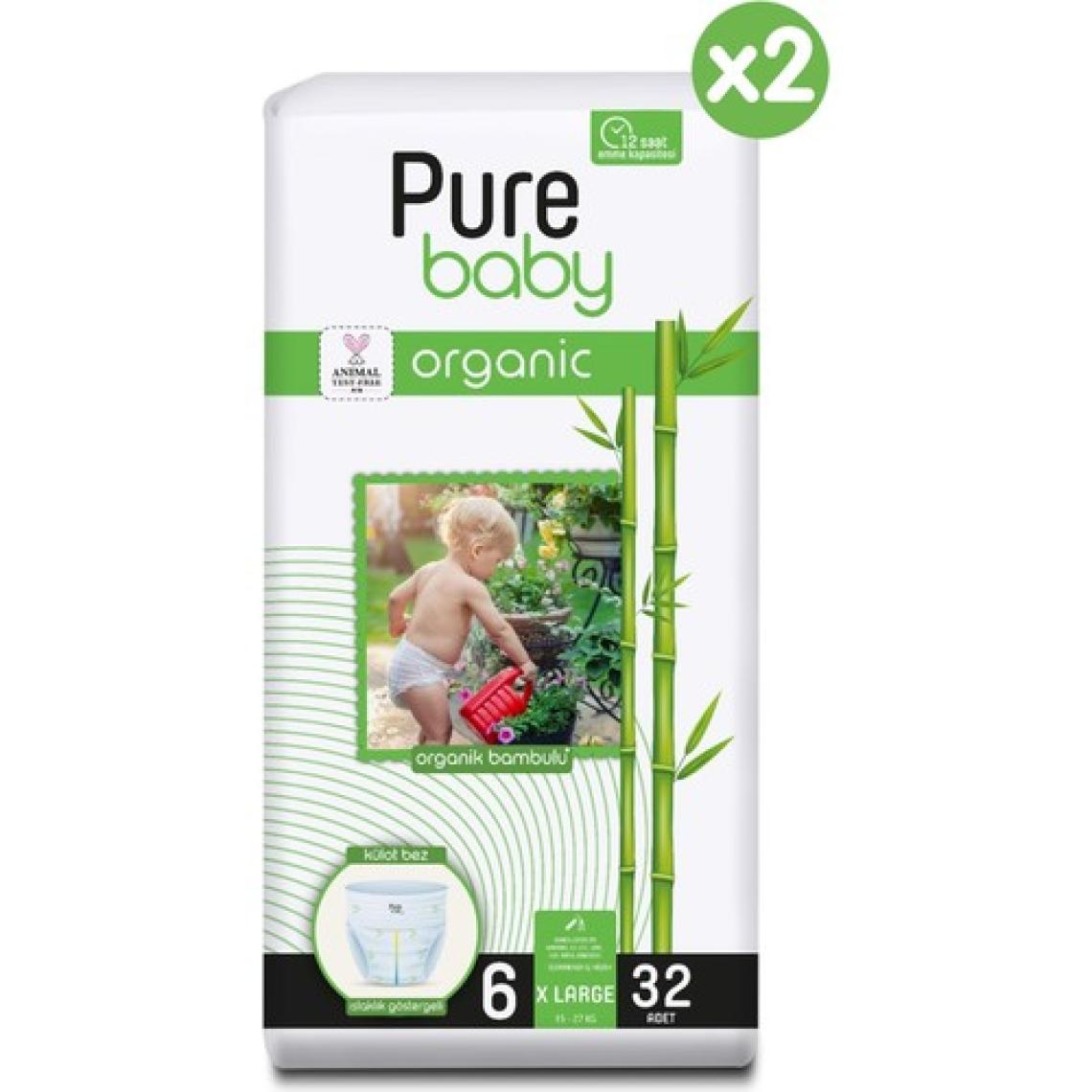 Pure Baby Organik Bambu Özlü 6 Numara XLarge 64'lü Külot Bez