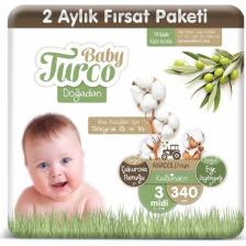 Baby Turco Doğadan 3 Numara Midi 34'lü Bebek Bezi