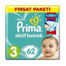Prima Aktif 3 Numara Midi 62'li Bebek Bezi