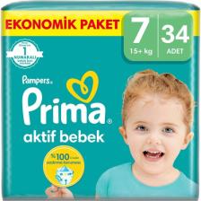 Prima Bebek Bezi Aktif Bebek 7 Beden 34 Adet XX Large Fırsat Paketi