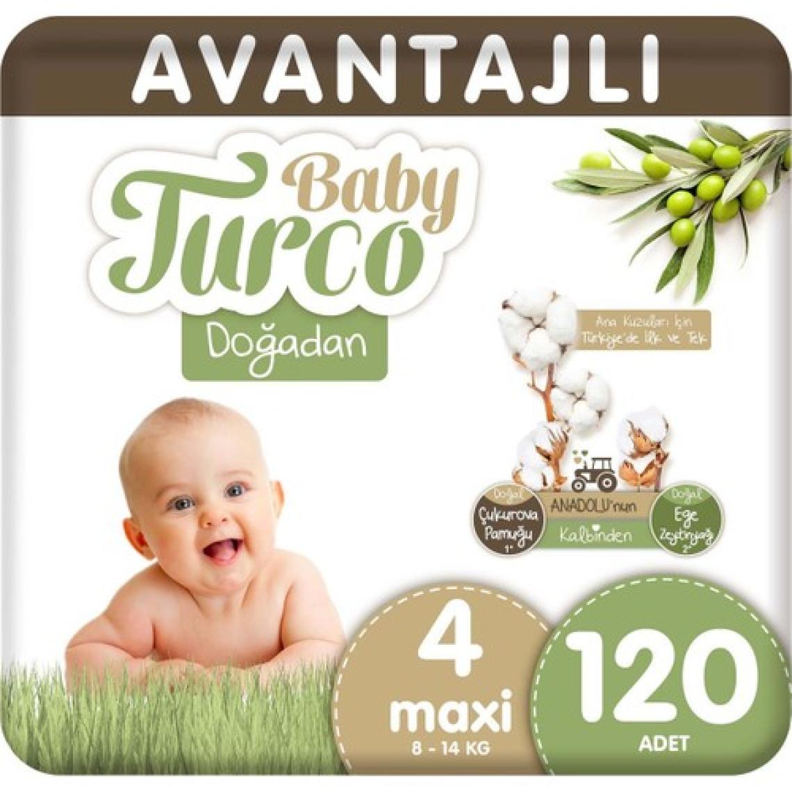 Baby Turco Doğadan 4 Beden Maxi 120'li Bebek Bezi