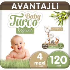 Baby Turco Doğadan 4 Beden Maxi 120'li Bebek Bezi