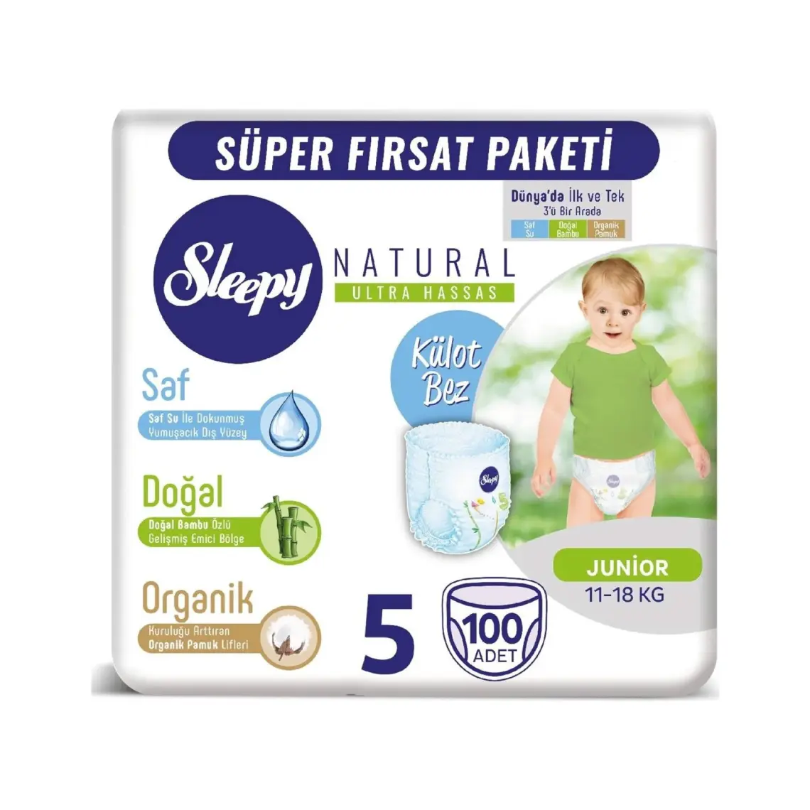 Sleepy Natural Gross Paket Külot Bez 5 Numara Junior 100 Adet
