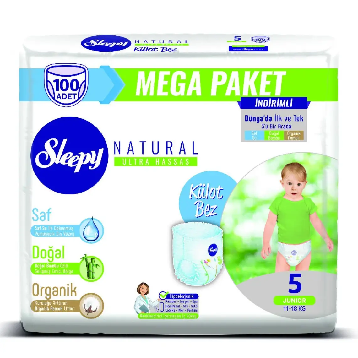 Sleepy Natural Gross Paket Külot Bez 5 Numara Junior 100 Adet
