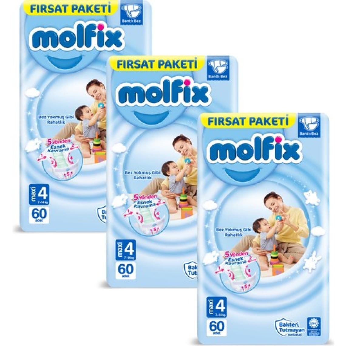 Molfix 4 Numara 7-14 Kg Ekstra Yumuşak Bantlı Bebek Bezi 180'Li Paket – Hassas Ciltler İçin Üstün Konfor Ve Koruma