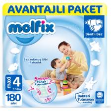 Molfix 4 Numara 7-14 Kg Ekstra Yumuşak Bantlı Bebek Bezi 180'Li Paket – Hassas Ciltler İçin Üstün Konfor Ve Koruma