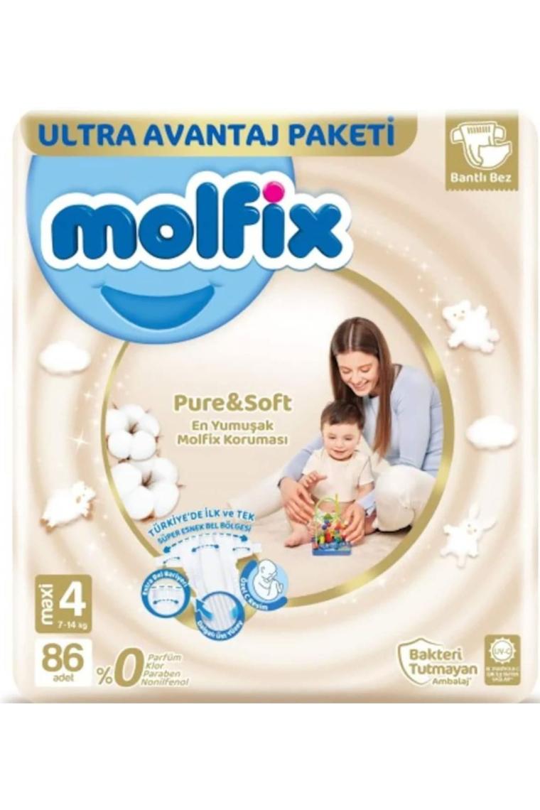 Molfix Pure&Soft 4 Numara Maxi 86'lı Bebek Bezi