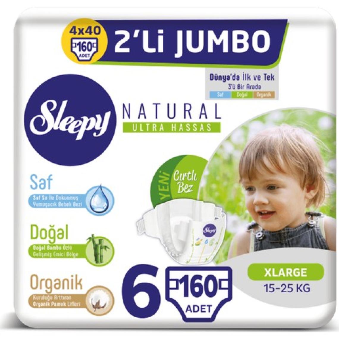 Sleepy Natural Bebek Bezi Ikili Jumbo 6 Beden 40X4 (160 Adet)