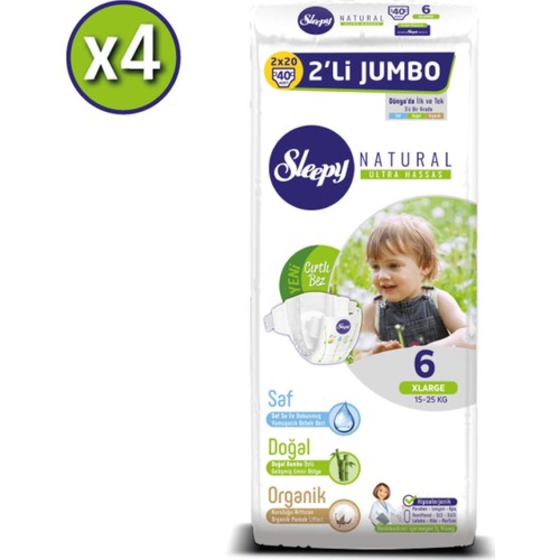 Sleepy Natural Bebek Bezi Ikili Jumbo 6 Beden 40X4 (160 Adet)