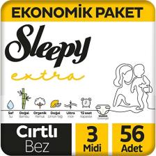 Sleepy Extra Günlük Aktivite Ekonomik Paket Bebek Bezi 3 Numara Midi 56'lı