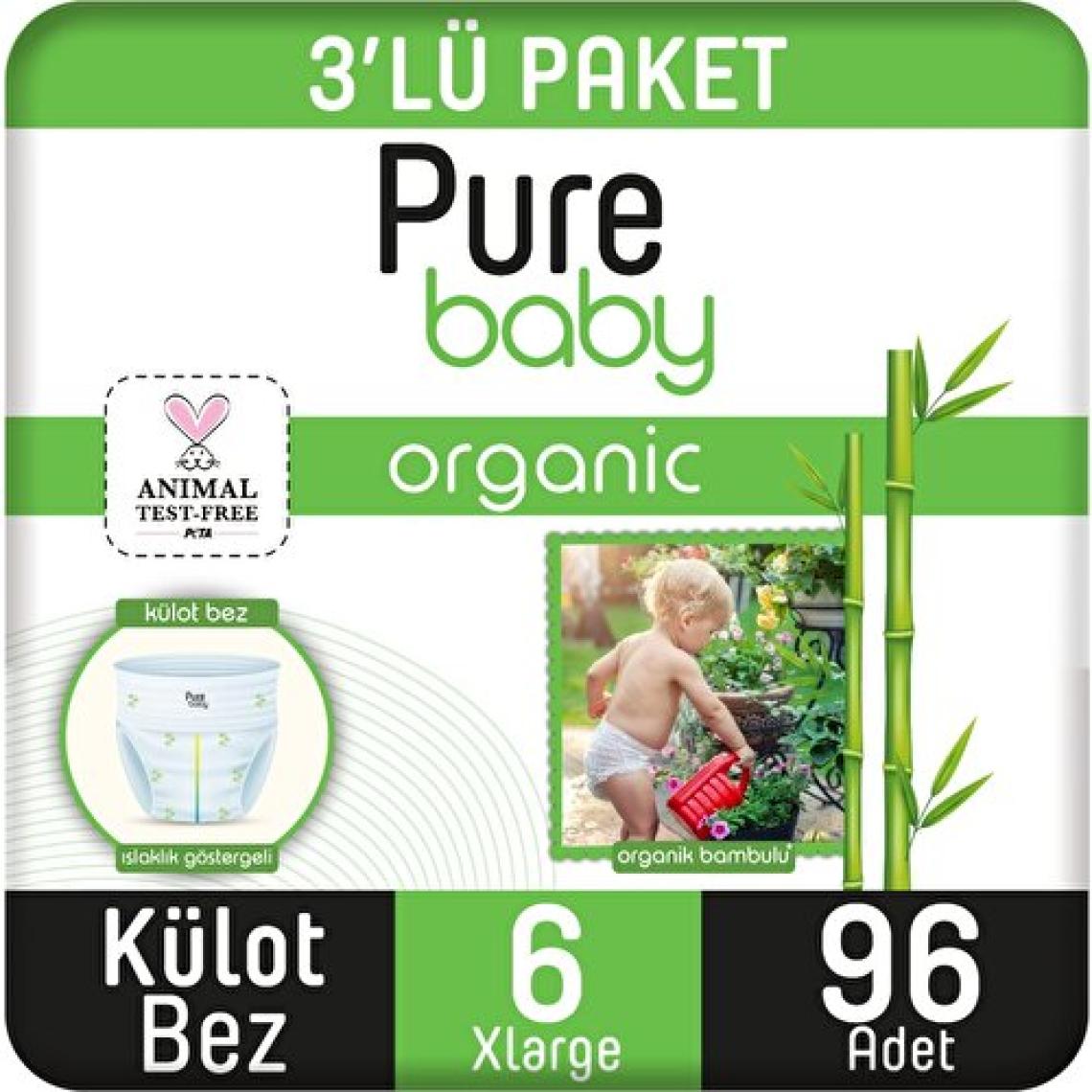 Pure Baby Organik Bambu Özlü 6 Numara XLarge 96'lı Külot Bez