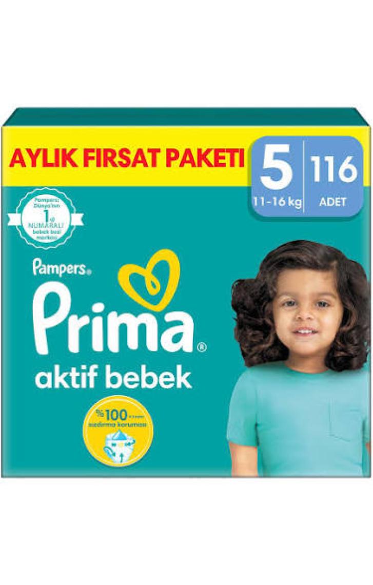 Prima Aktif Bebek, Bebek Bezi 5 Numara, 116 adet