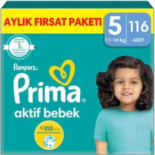 Prima Aktif Bebek, Bebek Bezi 5 Numara, 116 adet