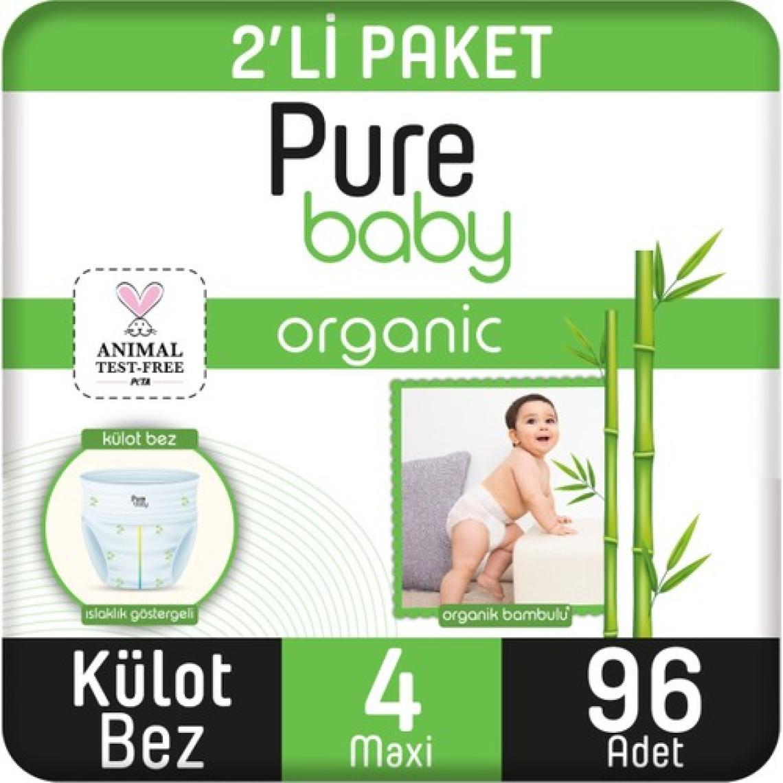 Pure Baby Organik Bambu Özlü 4 Numara Maxi 96'lı Külot Bez