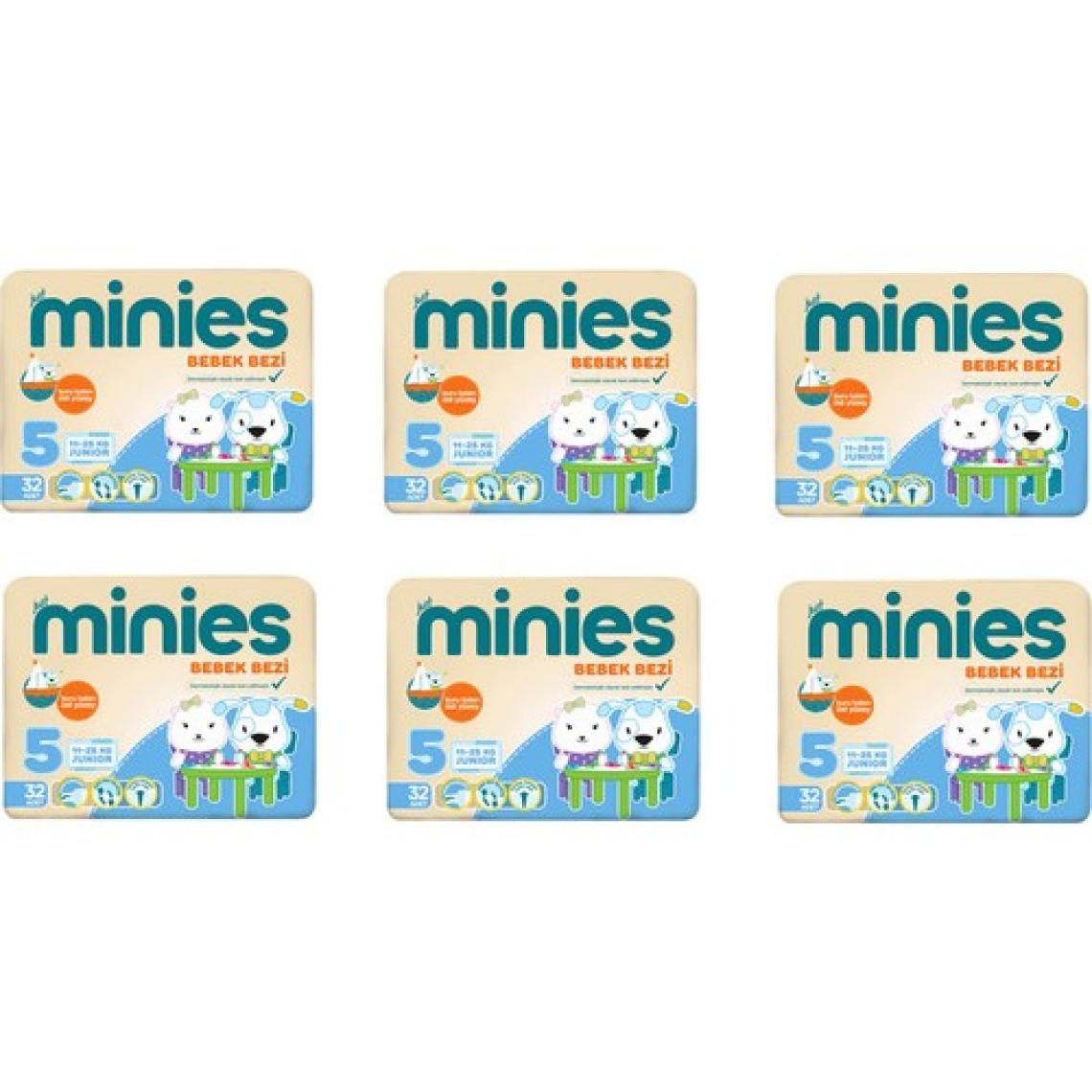 Minies 5 Numara Bebek Bezi 6 x 32 - 192 - Adet 6'lı Paket