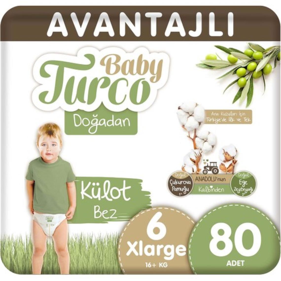 Baby Turco Doğadan 6 Numara XLarge 80'li Külot Bez