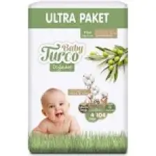 Baby Turco Doğadan Cırtlı Bebek Bezi 4'lü Fırsat Paketi 4 Numara 8-14 Kg 104 Adet