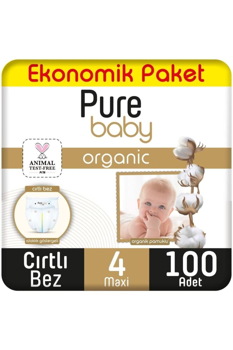 Organik Pamuklu Cırtlı Bez Ekonomik Paket 4 Numara Maxi 100 Adet